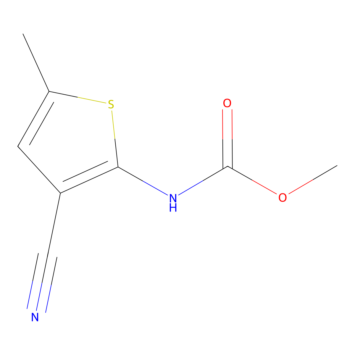 Methyl (3-cyano-5-methylthiophen-2-yl)carbamate molecular structure, CAS 114210-19-4