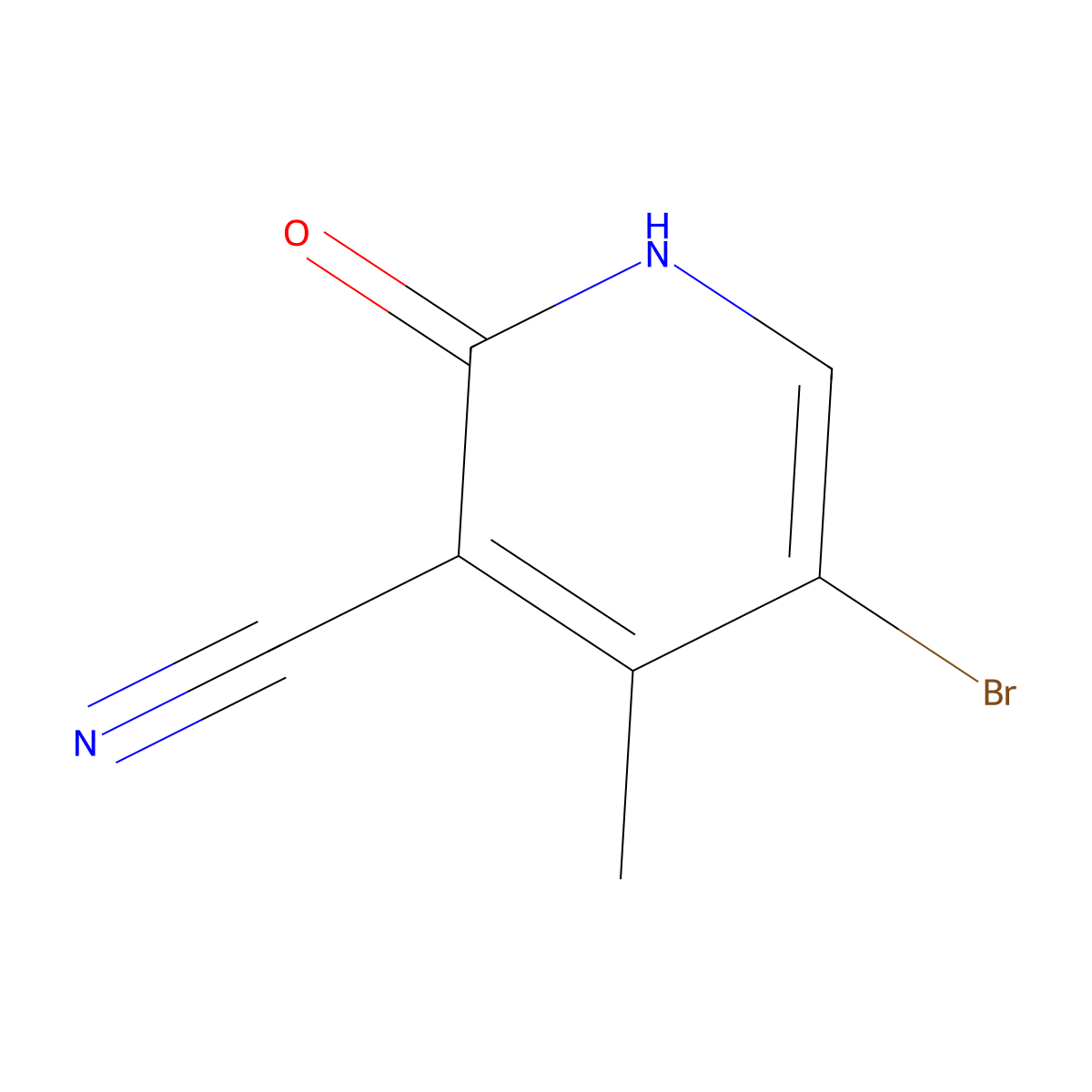 5-Bromo-3-cyano-4-methyl-2(1H)-pyridinone molecular structure, CAS 1142188-69-9