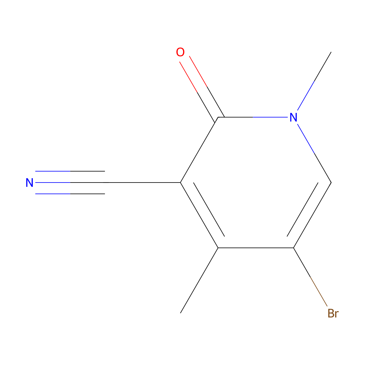 5-Bromo-1,4-dimethyl-2-oxo-1,2-dihydropyridine-3-carbonitrile molecular structure, CAS 1142188-70-2