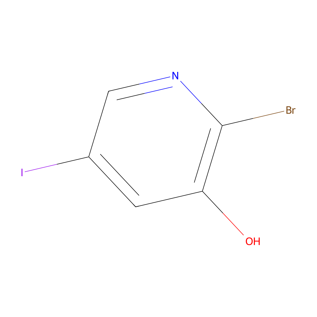 2-Bromo-5-iodopyridin-3-ol molecular structure, CAS 1142191-52-3