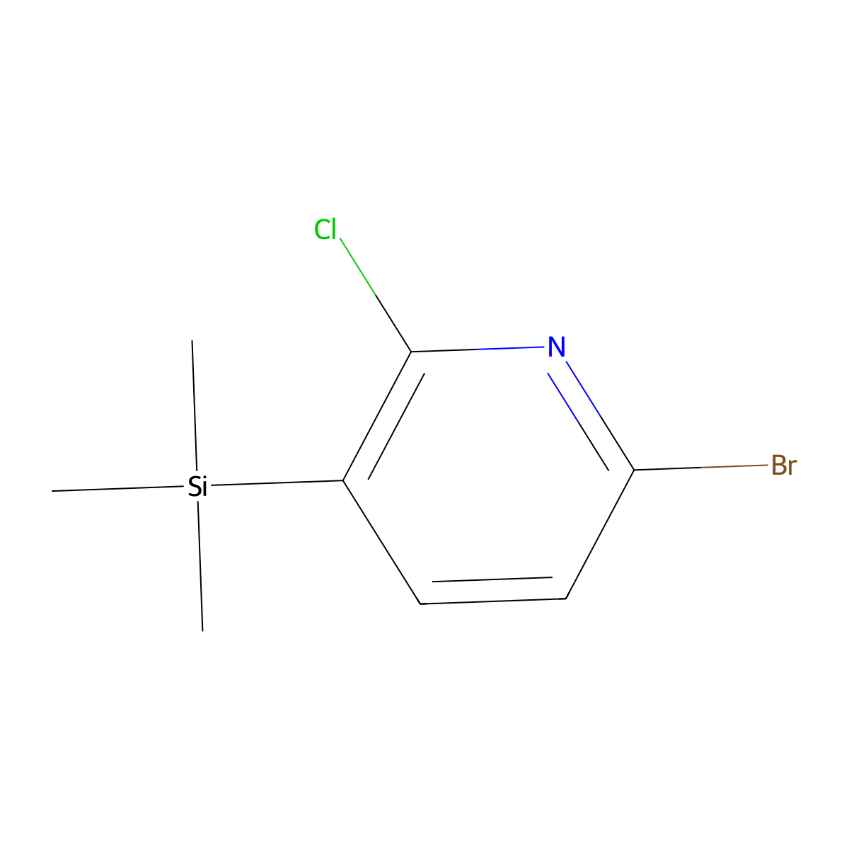 6-Bromo-2-chloro-3-(trimethylsilyl)pyridine molecular structure, CAS 1142191-85-2