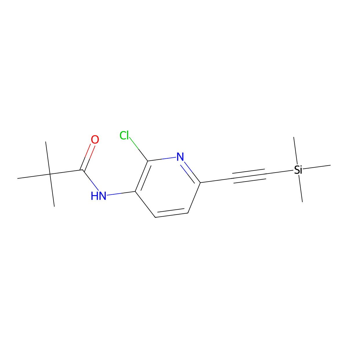 N-(2-Chloro-6-((trimethylsilyl)ethynyl)pyridin-3-yl)pivalamide molecular structure, CAS 1142191-97-6