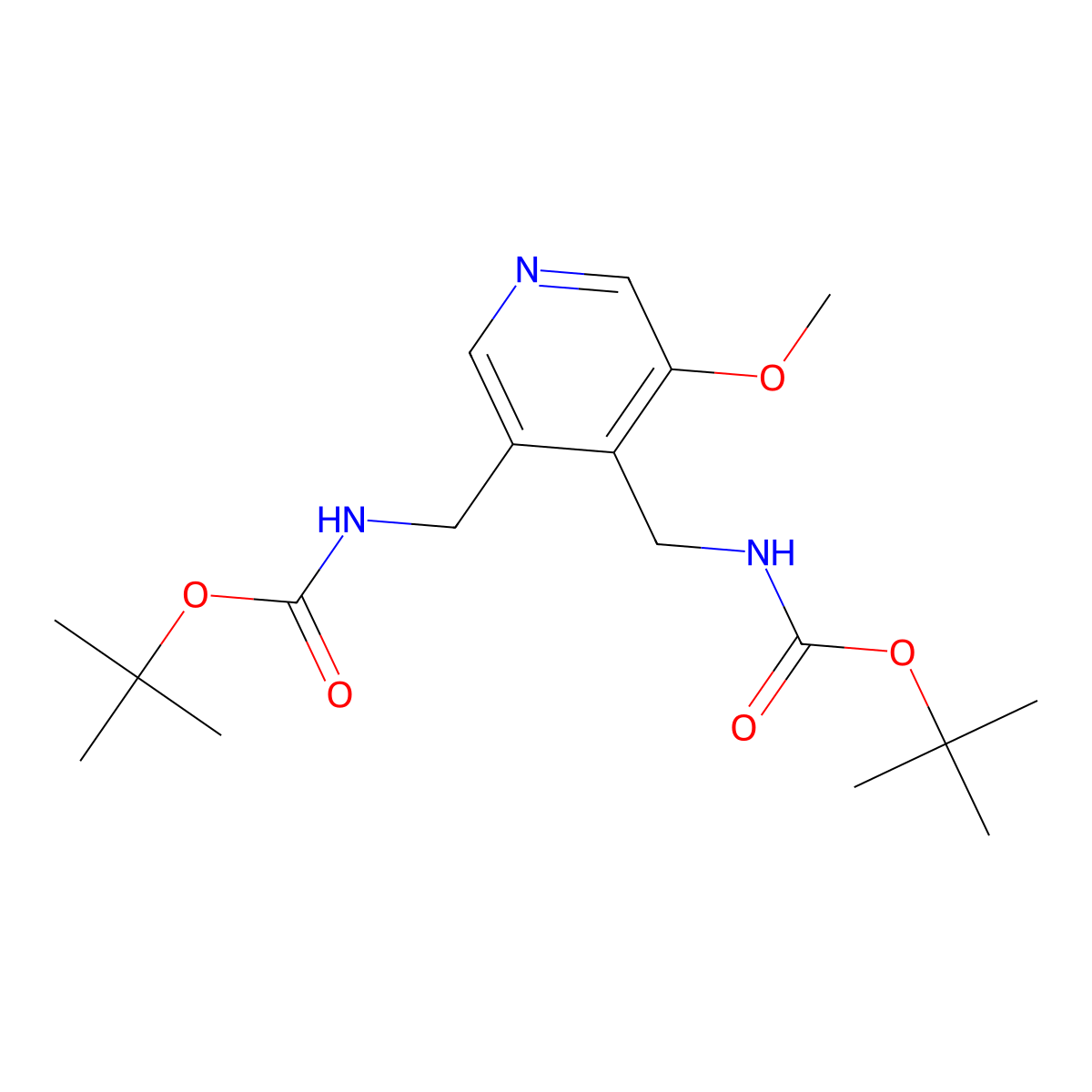 Tert-butyl (5-methoxypyridine-3,4-diyl)-bis(methylene)dicarbamate molecular structure, CAS 1142191-99-8