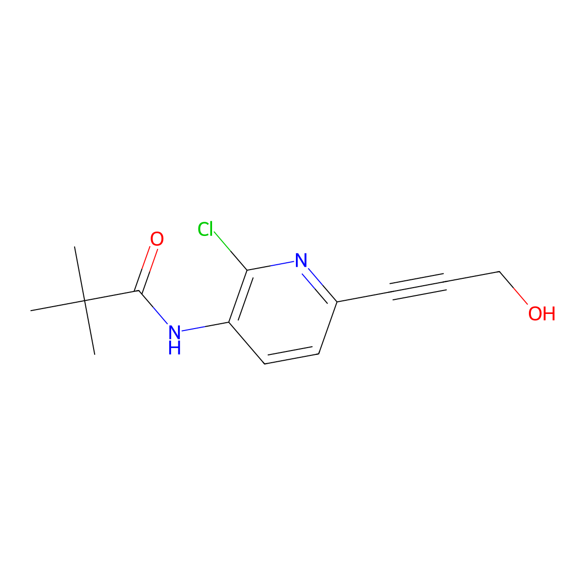 N-(2-Chloro-6-(3-hydroxyprop-1-ynyl)pyridin-3-YL)-pivalamide molecular structure, CAS 1142192-04-8