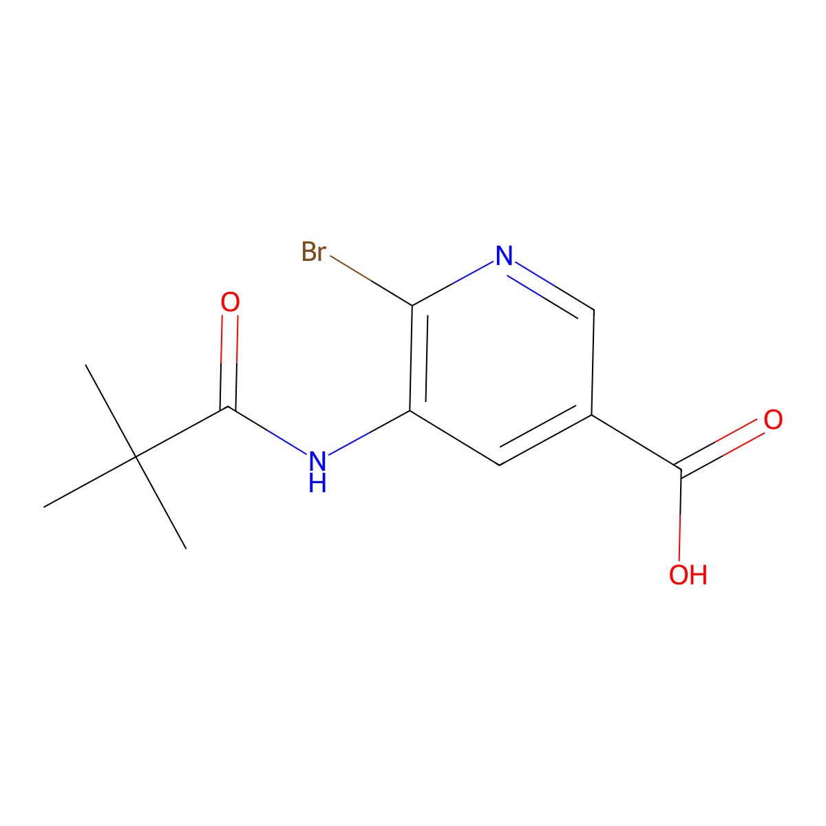 6-Bromo-5-pivalamidonicotinic acid molecular structure, CAS 1142192-31-1