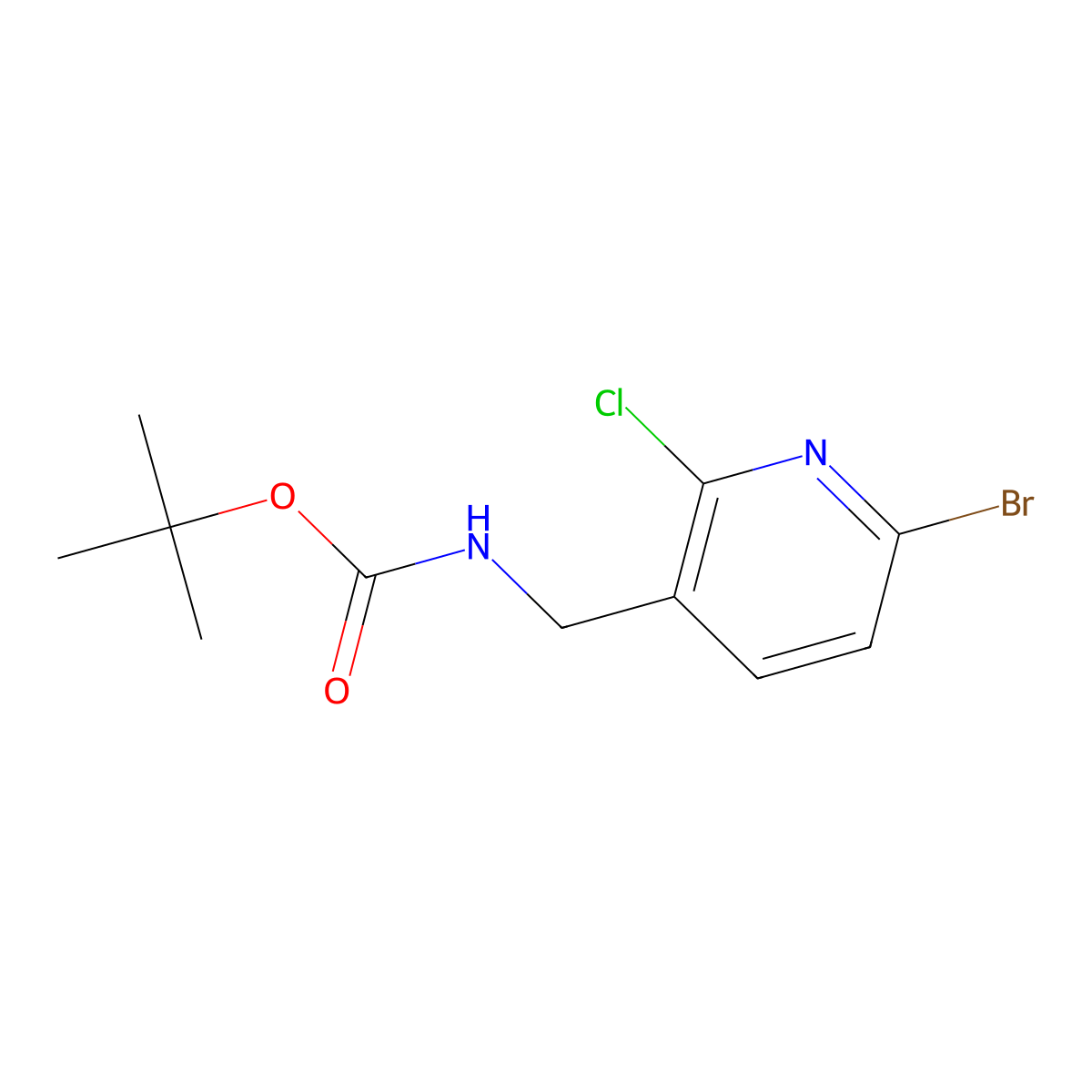 Carbamic acid, N-[(6-bromo-2-chloro-3-pyridinyl)methyl]-, 1,1-dimethylethyl ester molecular structure, CAS 1142192-48-0