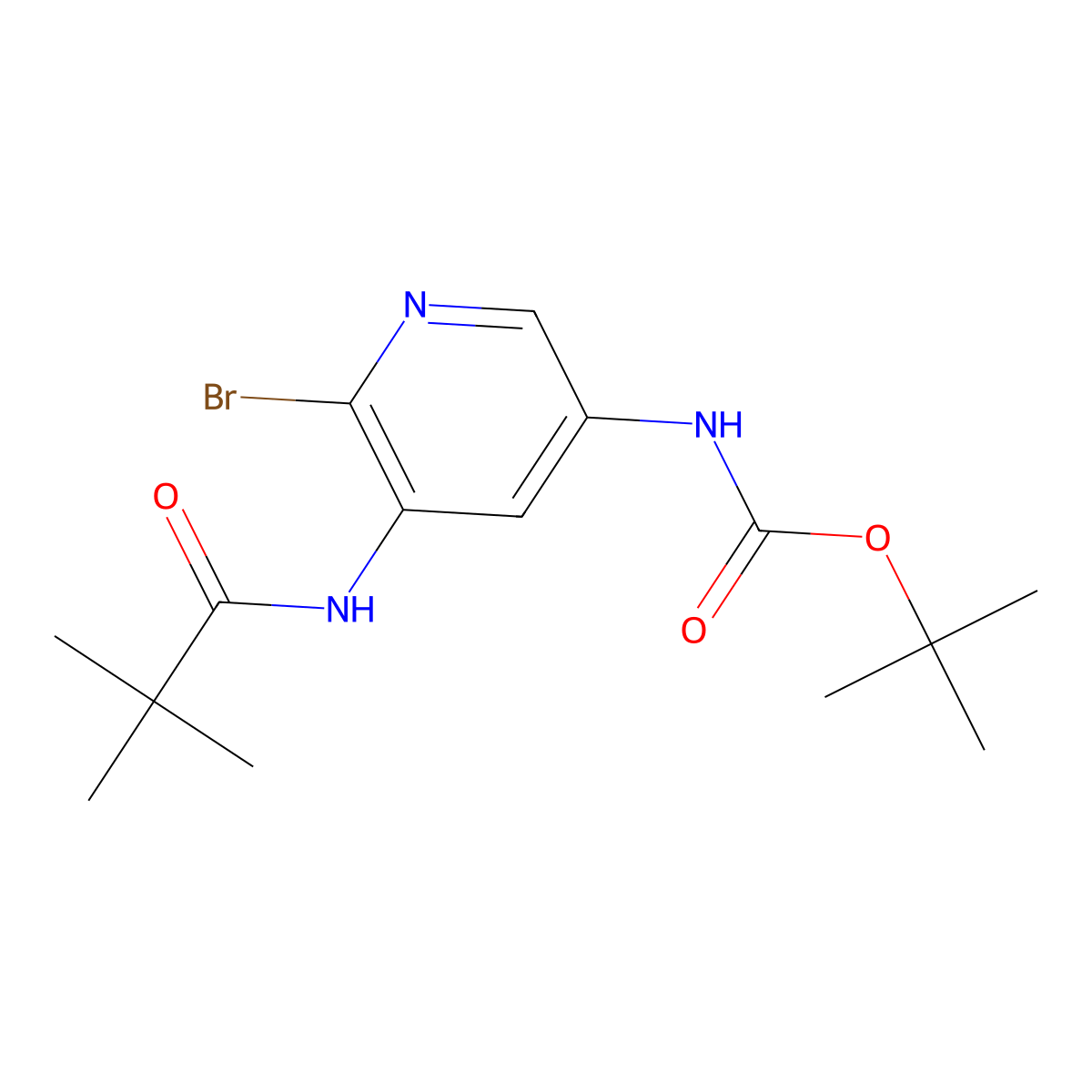 tert-Butyl 6-bromo-5-pivalamidopyridin-3-ylcarbamate molecular structure, CAS 1142192-53-7