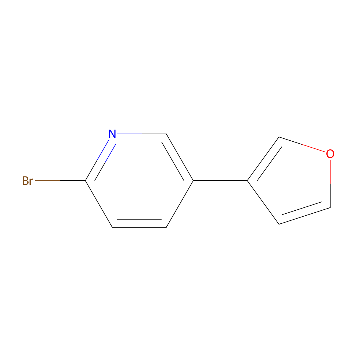 Pyridine, 2-bromo-5-(3-furanyl)- molecular structure, CAS 1142193-62-1