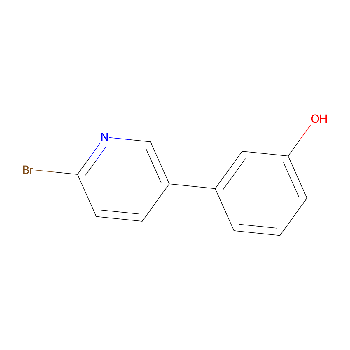 2-Bromo-5-(3-hydroxyphenyl)pyridine molecular structure, CAS 1142193-72-3