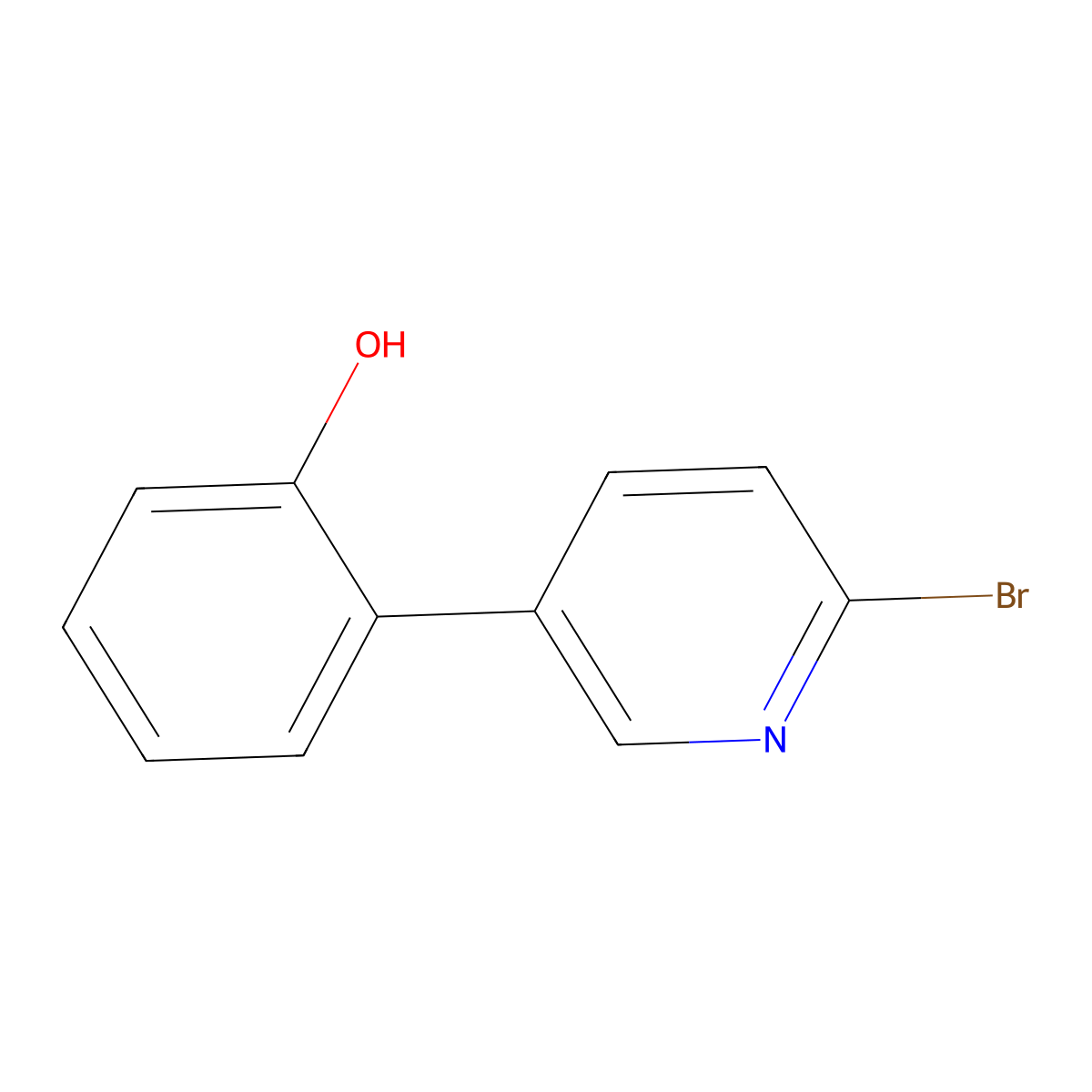 2-Bromo-5-(2-hydroxyphenyl)pyridine molecular structure, CAS 1142193-75-6