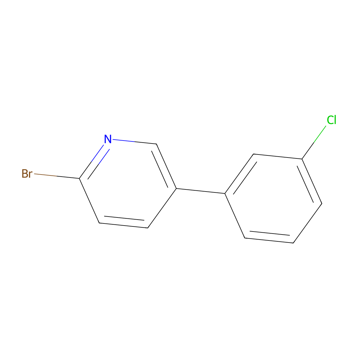 2-Bromo-5-(3-chlorophenyl)pyridine molecular structure, CAS 1142193-80-3