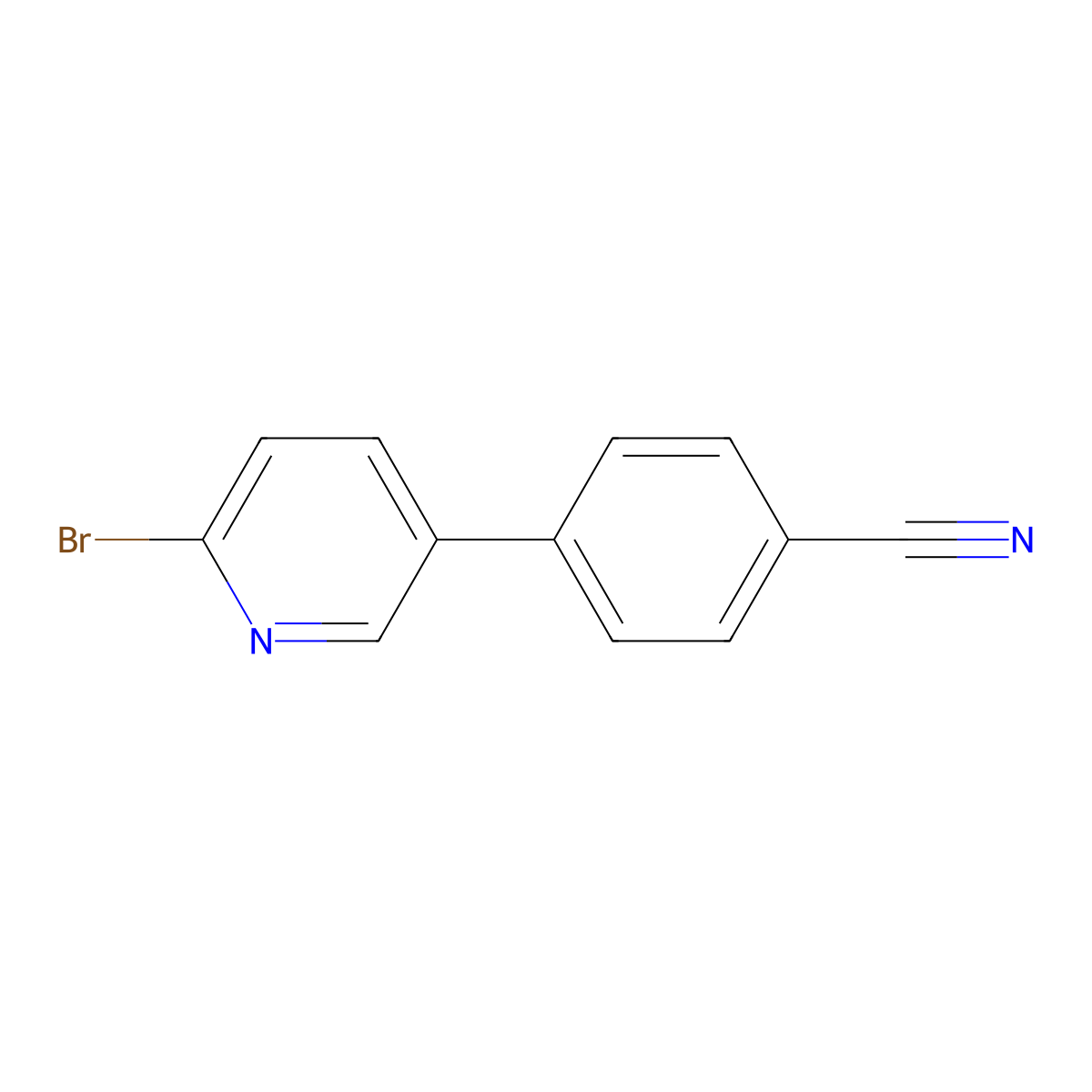 2-Bromo-5-(4-cyanophenyl)pyridine molecular structure, CAS 1142194-00-0