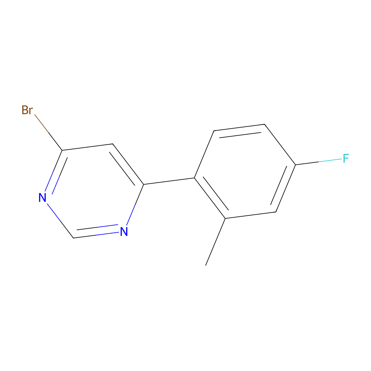 4-Bromo-6-(4-fluoro-2-methylphenyl)pyrimidine molecular structure, CAS 1142194-04-4