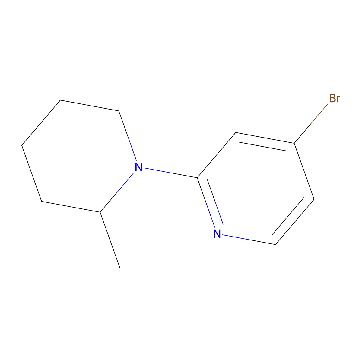 4-Bromo-2-(2-methylpiperidin-1-yl)pyridine molecular structure, CAS 1142194-41-9