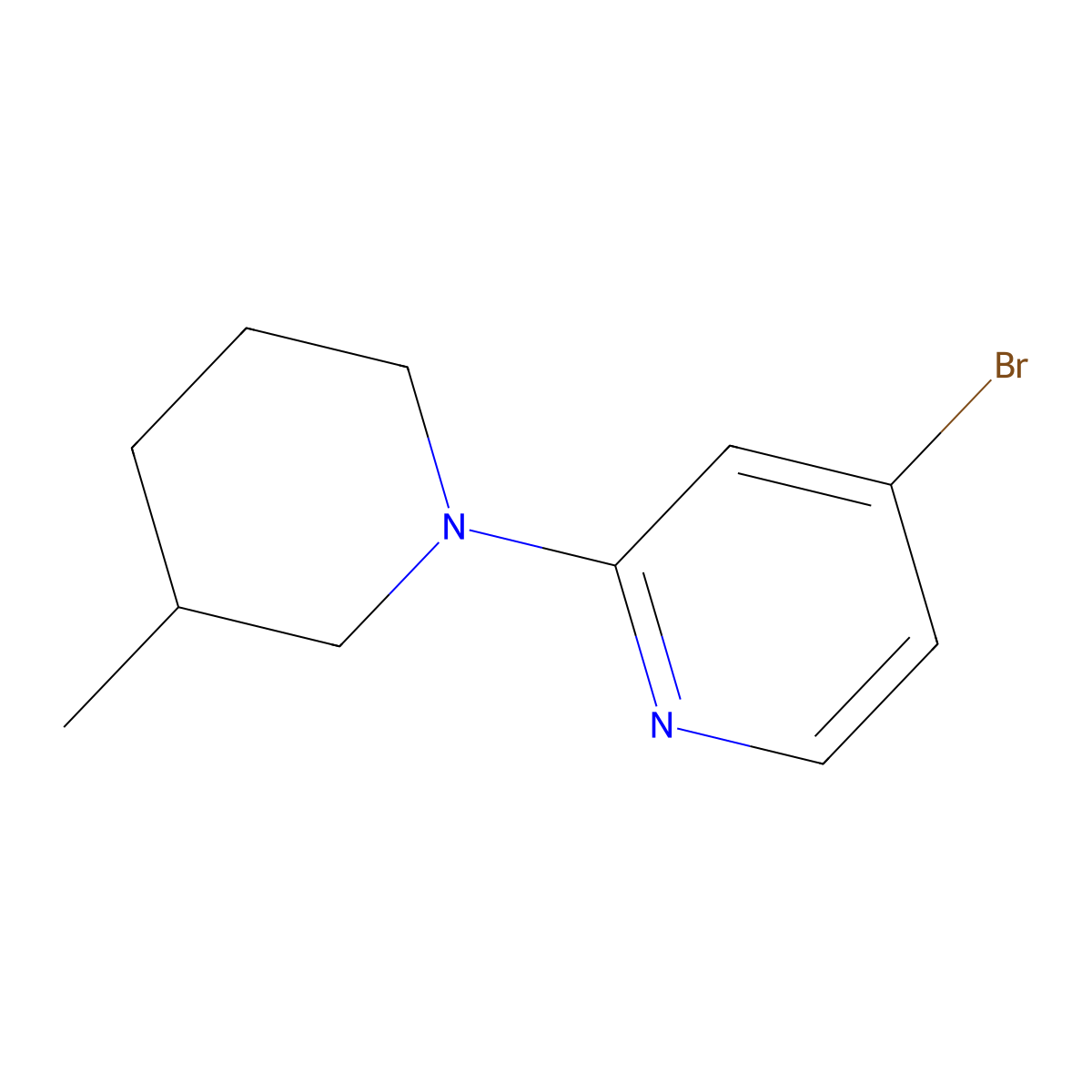 4-Bromo-2-(3-methylpiperidin-1-yl)pyridine molecular structure, CAS 1142194-43-1