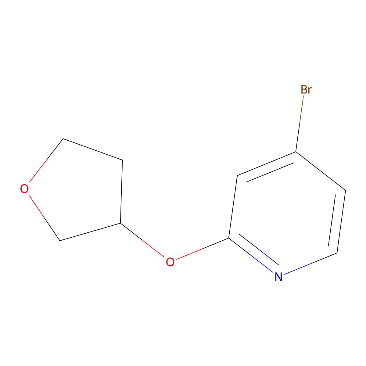 4-Bromo-2-((tetrahydrofuran-3-yl)oxy)pyridine molecular structure, CAS 1142194-55-5
