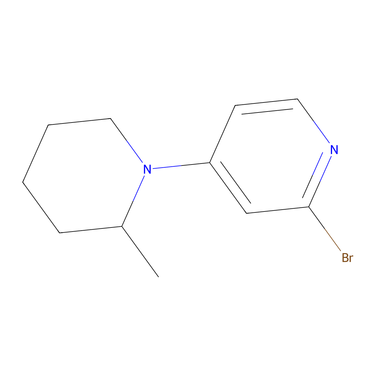 2-Bromo-4-(2-methyl-1-piperidinyl)pyridine molecular structure, CAS 1142194-76-0