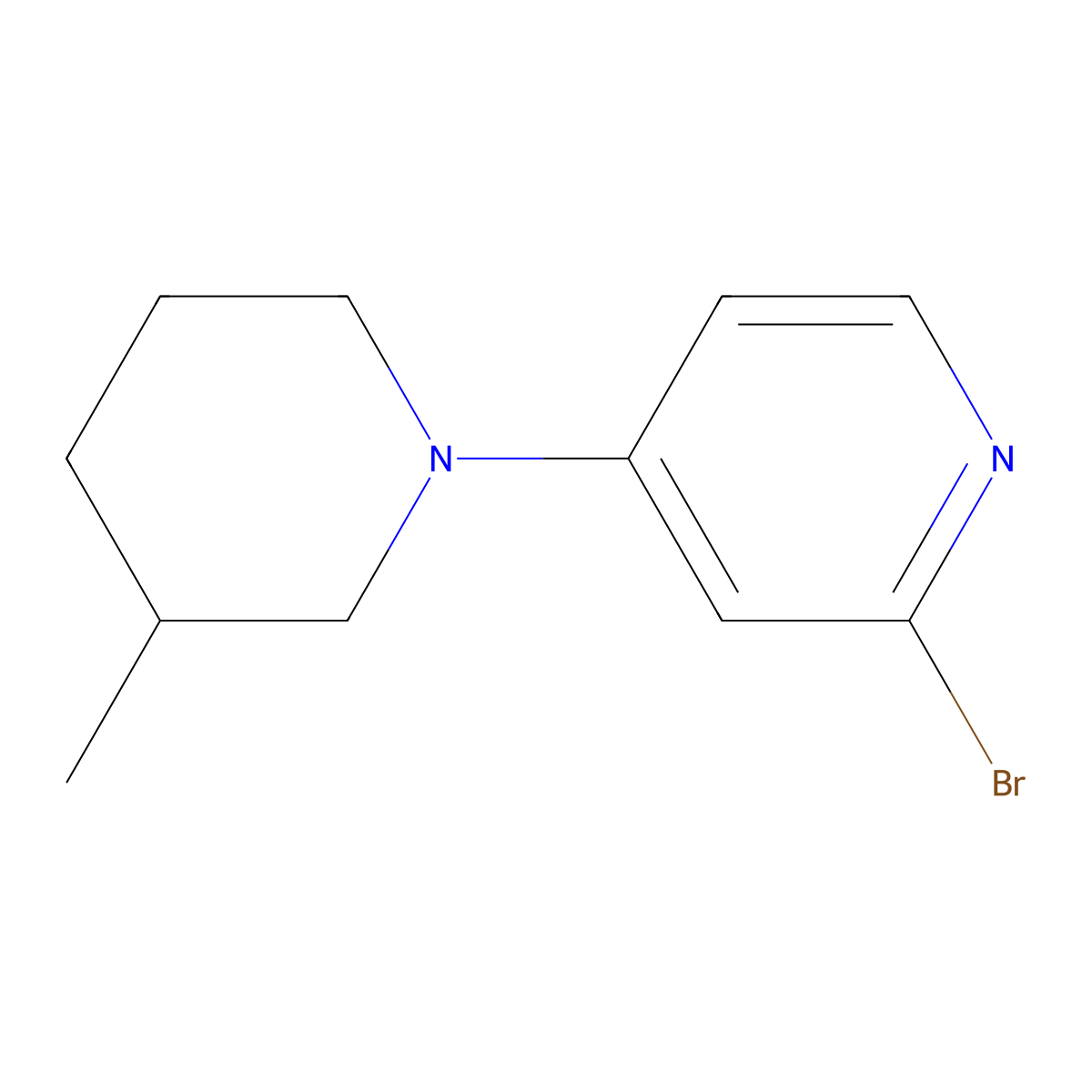 2-Bromo-4-(3-methylpiperidin-1-yl)pyridine molecular structure, CAS 1142194-78-2