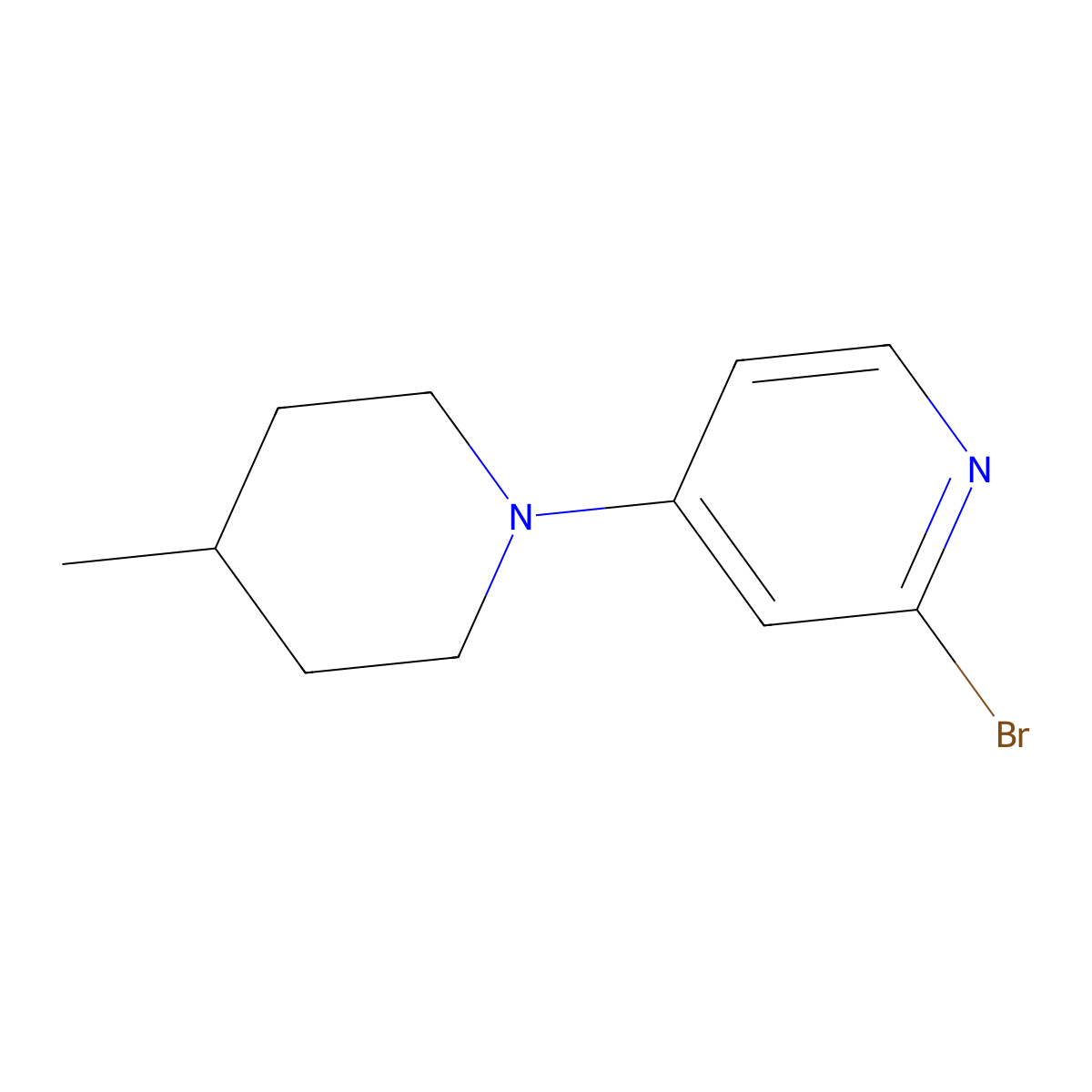 2-Bromo-4-(4-methylpiperidin-1-yl)pyridine molecular structure, CAS 1142194-80-6