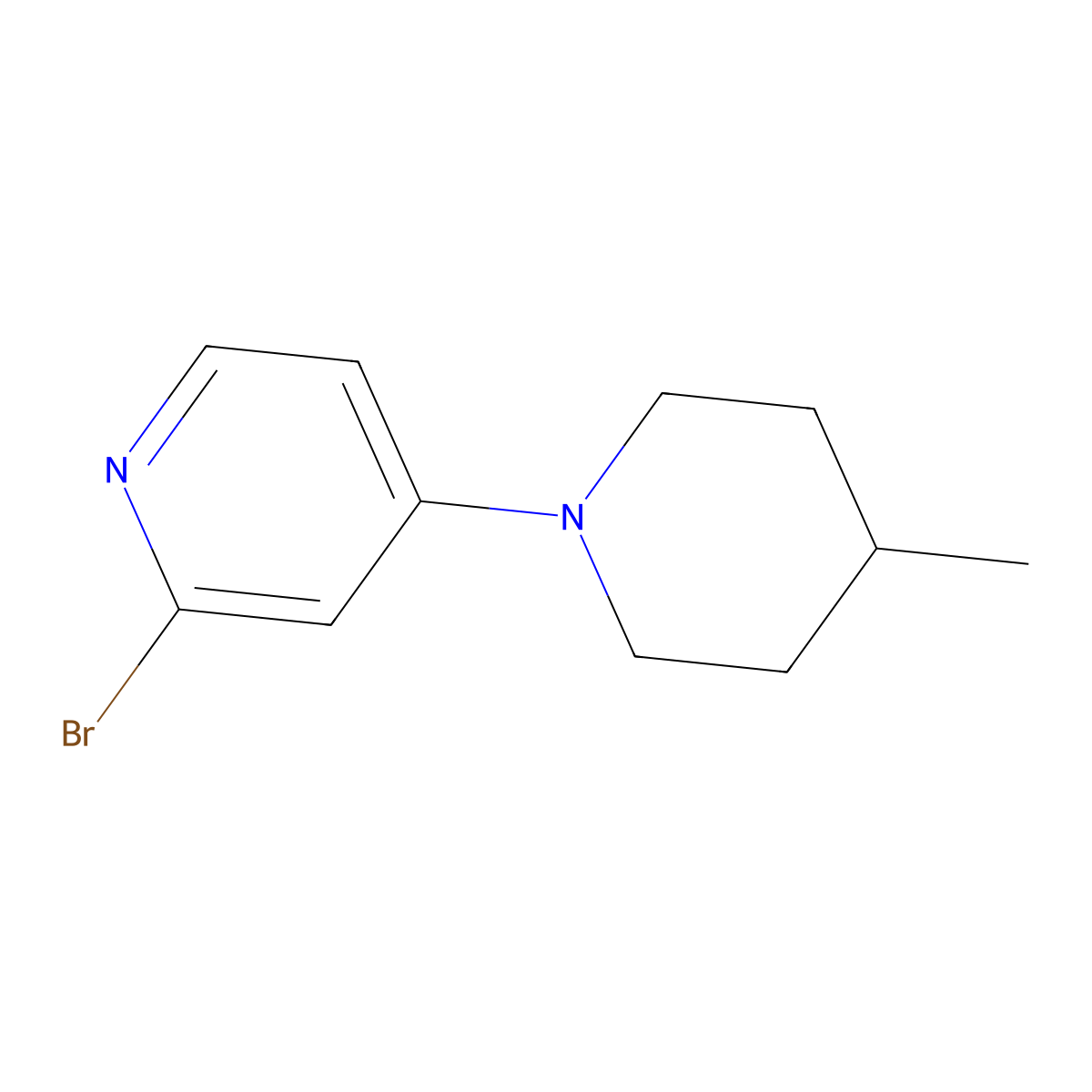 2-Bromo-4-(4-methylpiperidin-1-yl)pyridine molecular structure, CAS 1142194-80-6