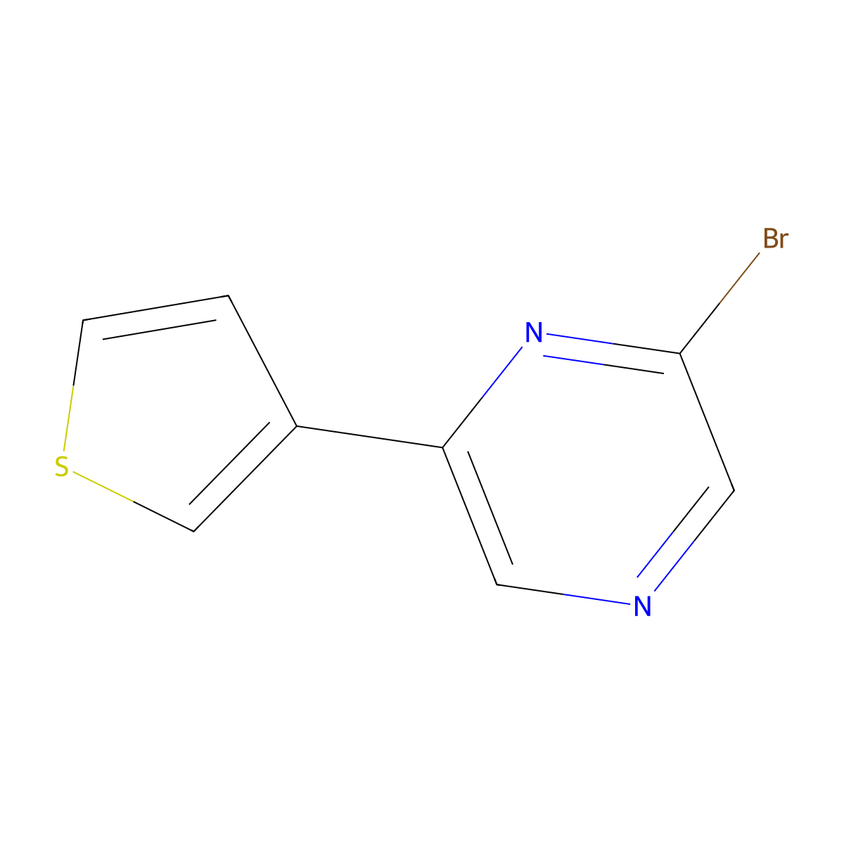 2-Bromo-6-(3-thienyl)pyrazine molecular structure, CAS 1142195-66-1