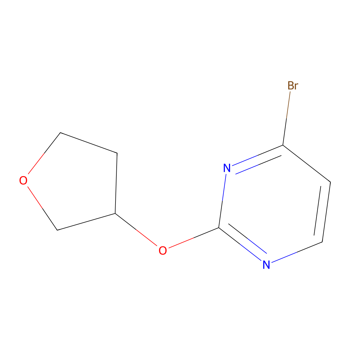 4-Bromo-2-(tetrahydrofuran-3-yloxy)pyrimidine molecular structure, CAS 1142195-84-3