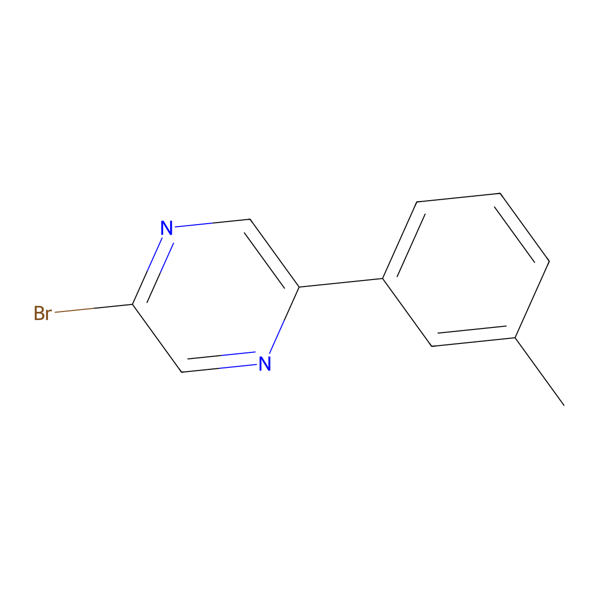 2-Bromo-5-(3-tolyl)pyrazine molecular structure, CAS 1142195-92-3