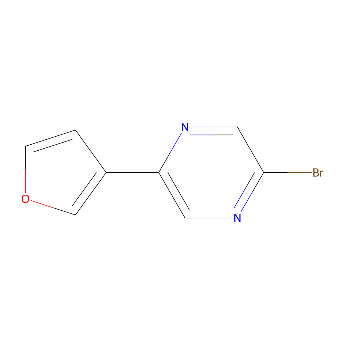 2-Bromo-5-(3-furyl)pyrazine molecular structure, CAS 1142195-94-5