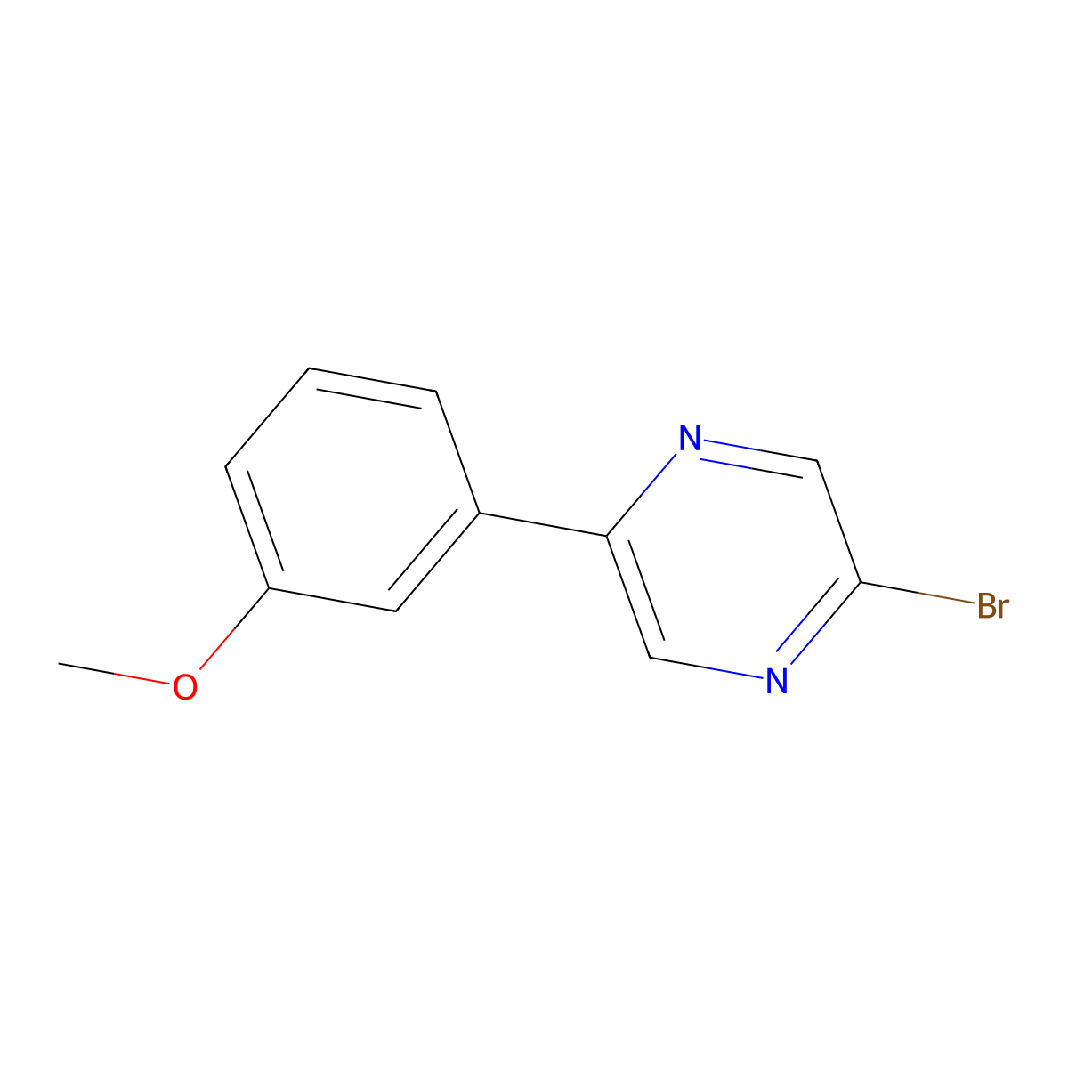 2-Bromo-5-(3-methoxyphenyl)pyrazine molecular structure, CAS 1142196-01-7