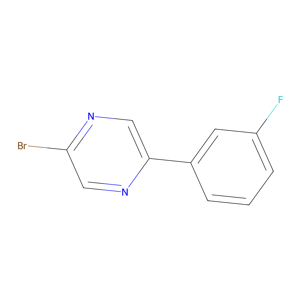 2-Bromo-5-(3-fluorophenyl)pyrazine molecular structure, CAS 1142196-02-8