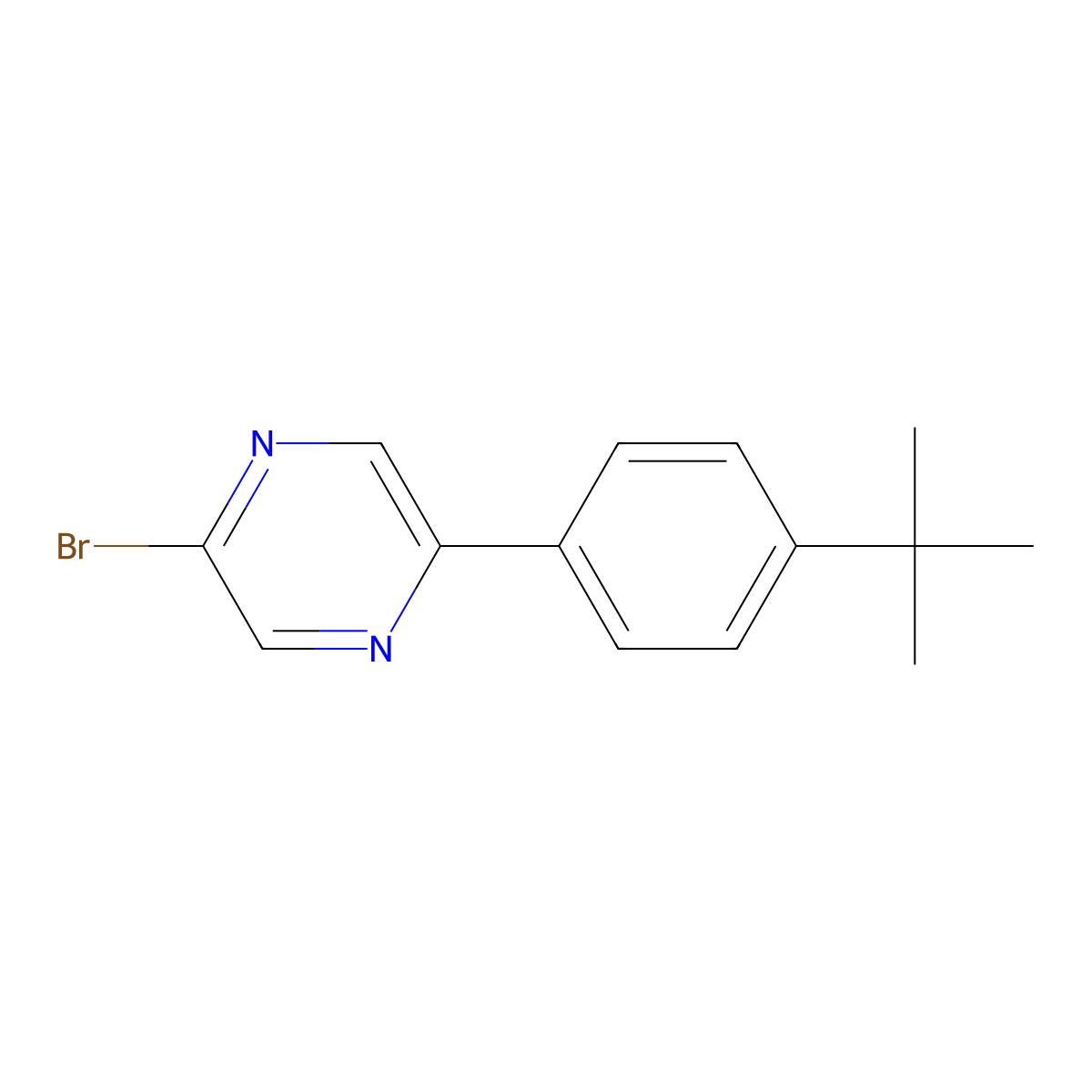 2-Bromo-5-(4-tert-butylphenyl)pyrazine molecular structure, CAS 1142196-04-0