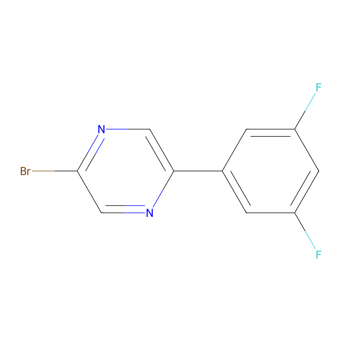 2-Bromo-5-(3,5-difluorophenyl)pyrazine molecular structure, CAS 1142196-10-8