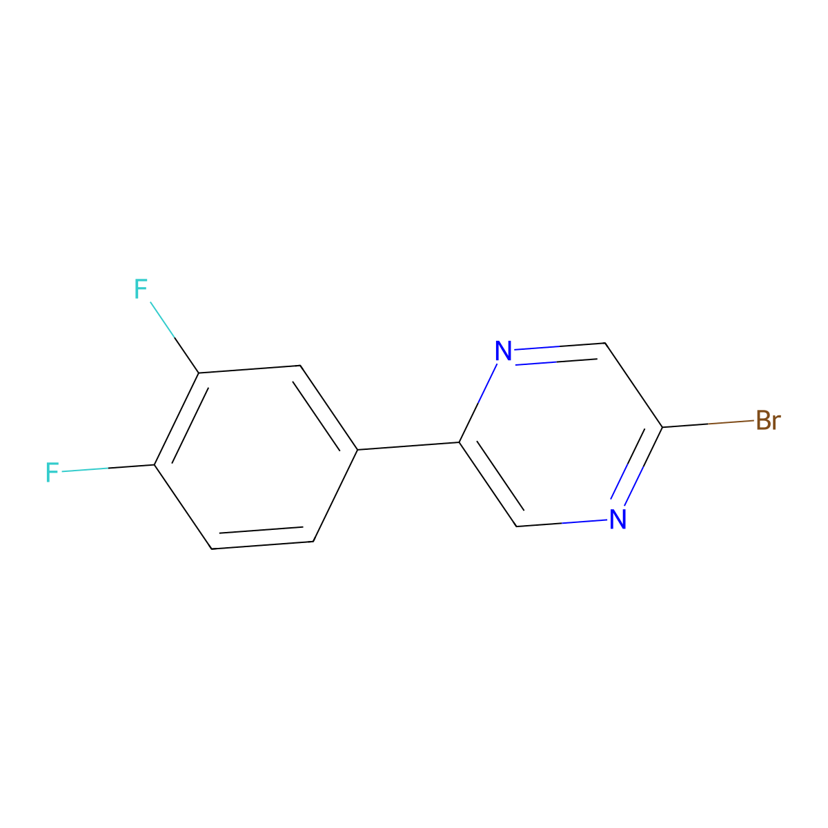 2-Bromo-5-(3,4-difluorophenyl)pyrazine molecular structure, CAS 1142196-11-9