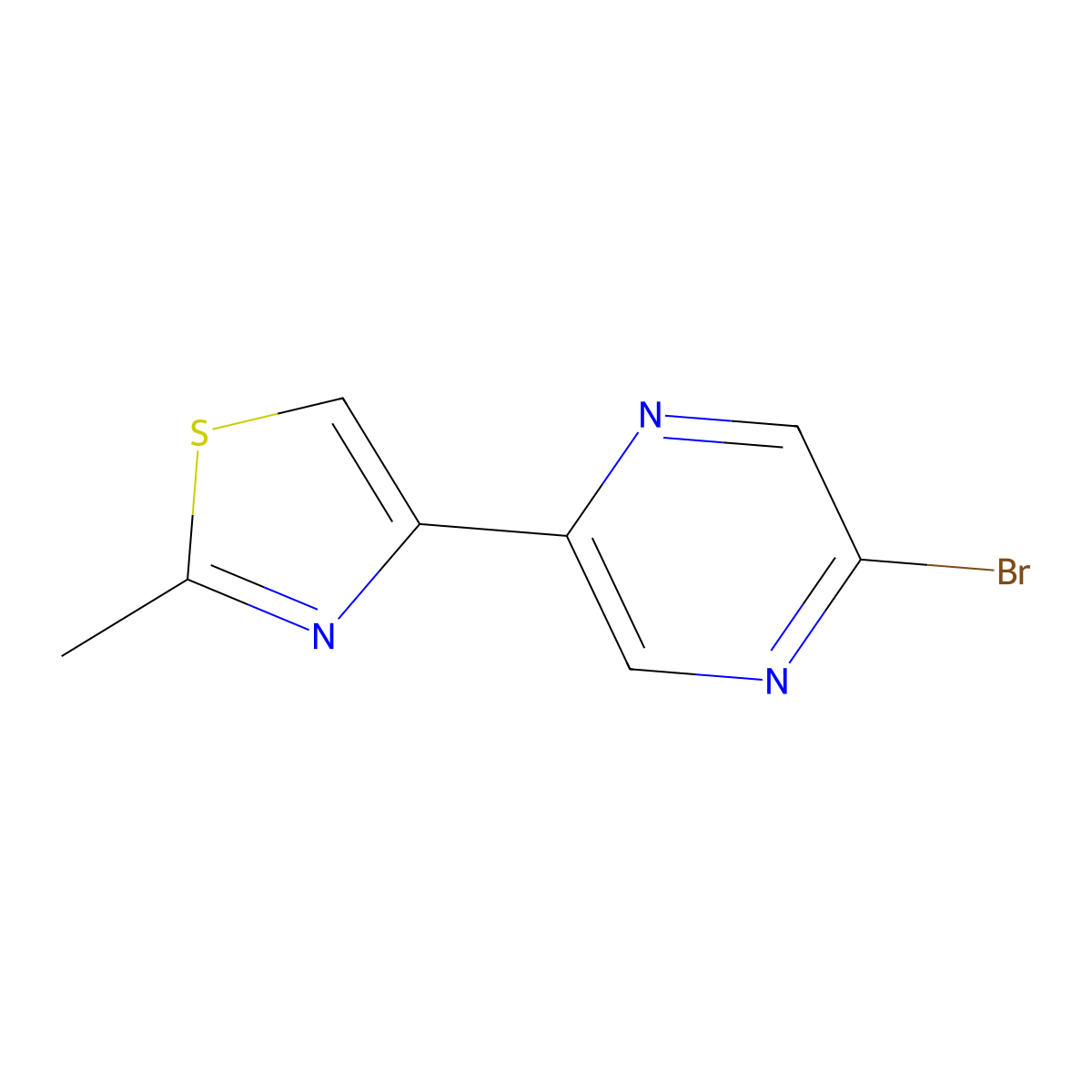 2-Bromo-5-(2-methyl-4-thiazolyl)pyrazine molecular structure, CAS 1142196-19-7