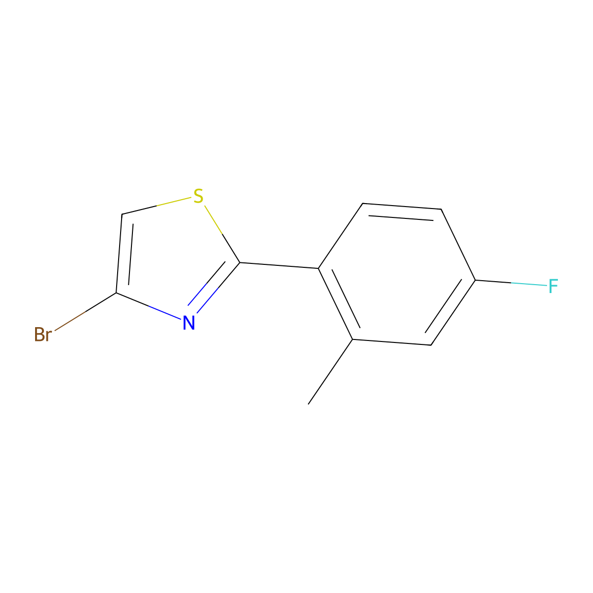 4-Bromo-2-(4-fluoro-2-methylphenyl)thiazole molecular structure, CAS 1142196-42-6