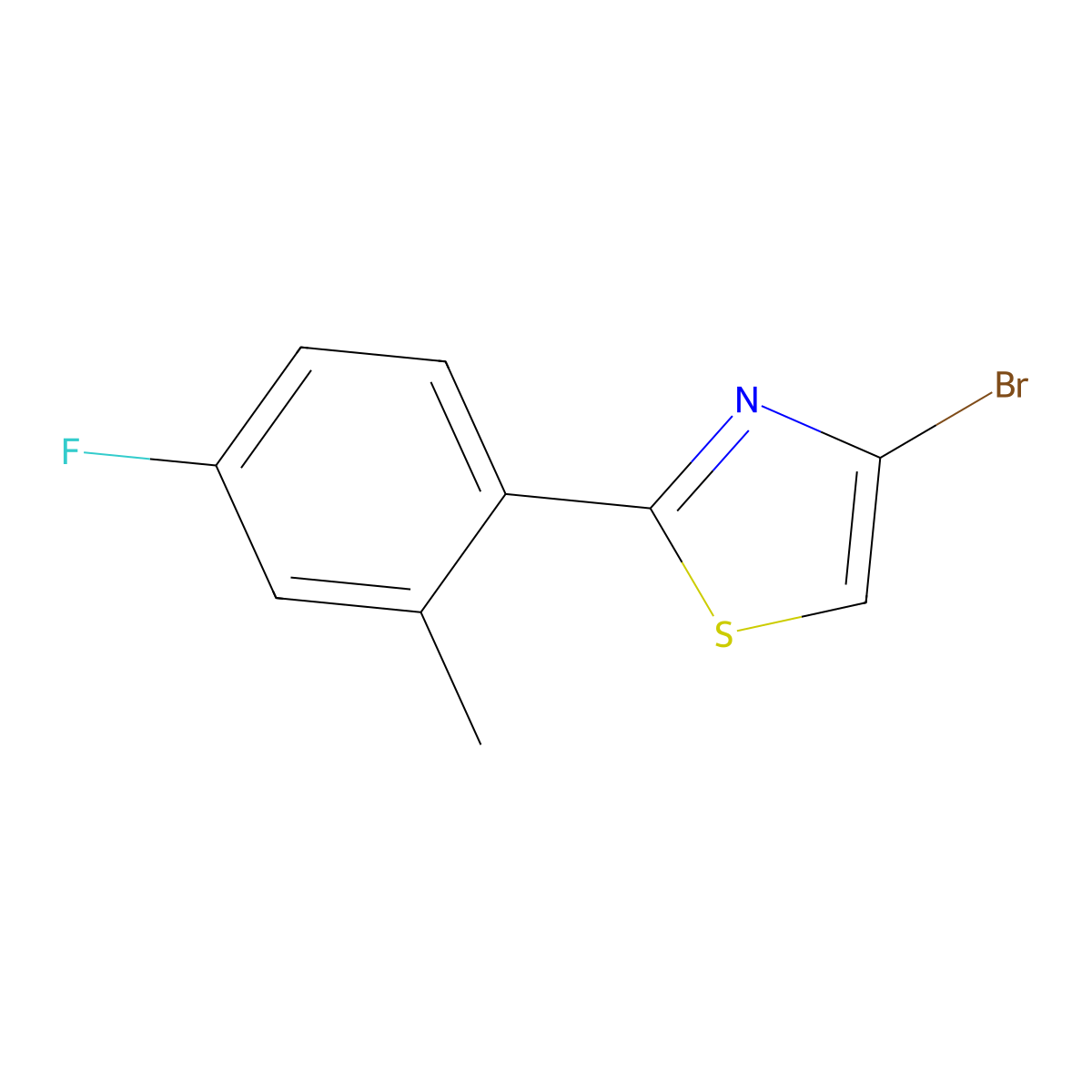 4-Bromo-2-(4-fluoro-2-methylphenyl)thiazole molecular structure, CAS 1142196-42-6
