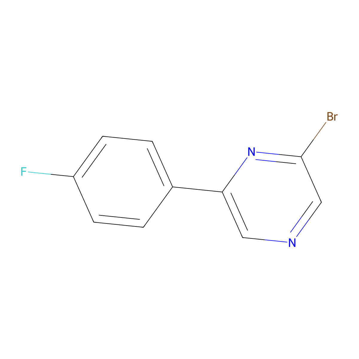 2-Bromo-6-(4-fluorophenyl)pyrazine molecular structure, CAS 1142196-57-3