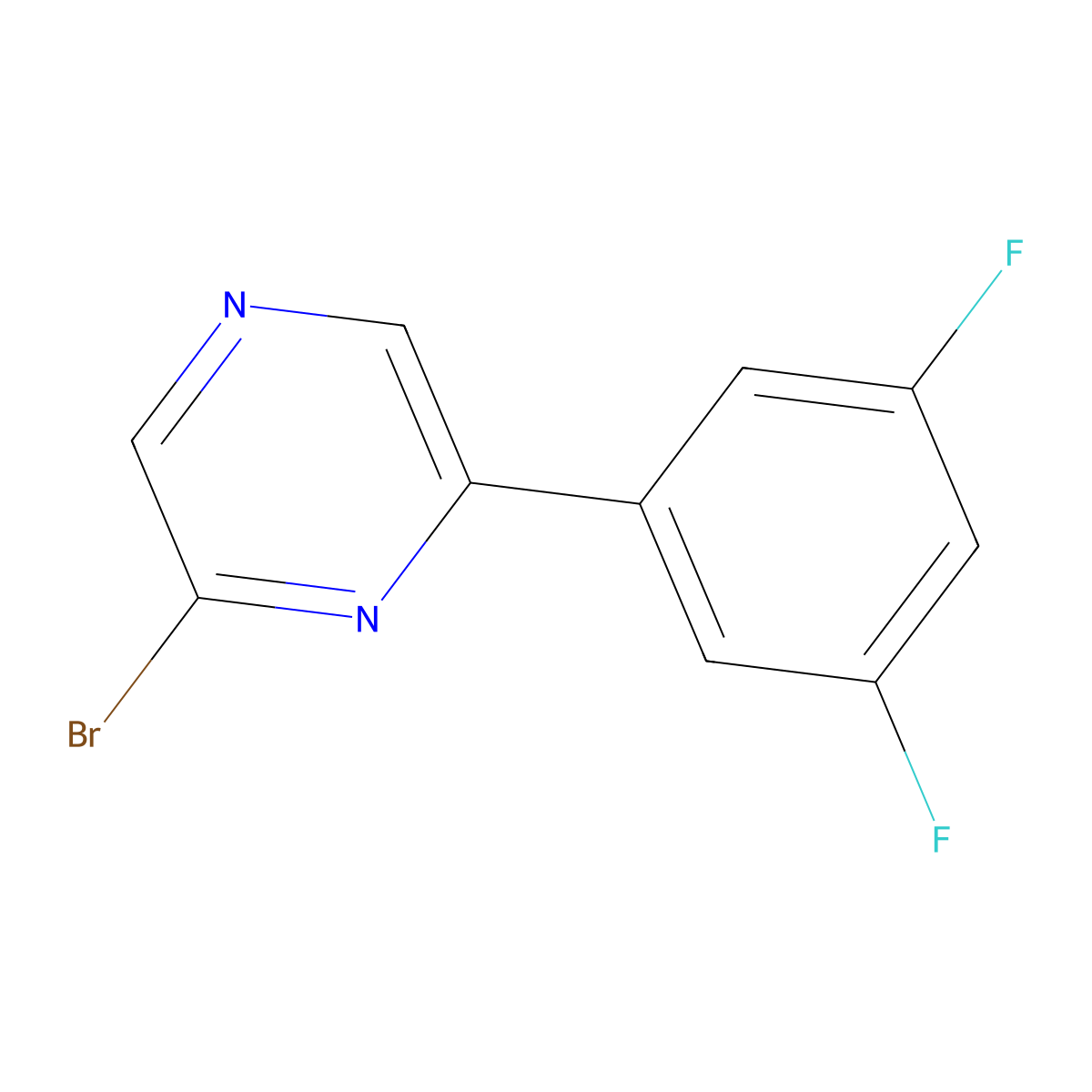 2-Bromo-6-(3,5-difluorophenyl)pyrazine molecular structure, CAS 1142196-74-4