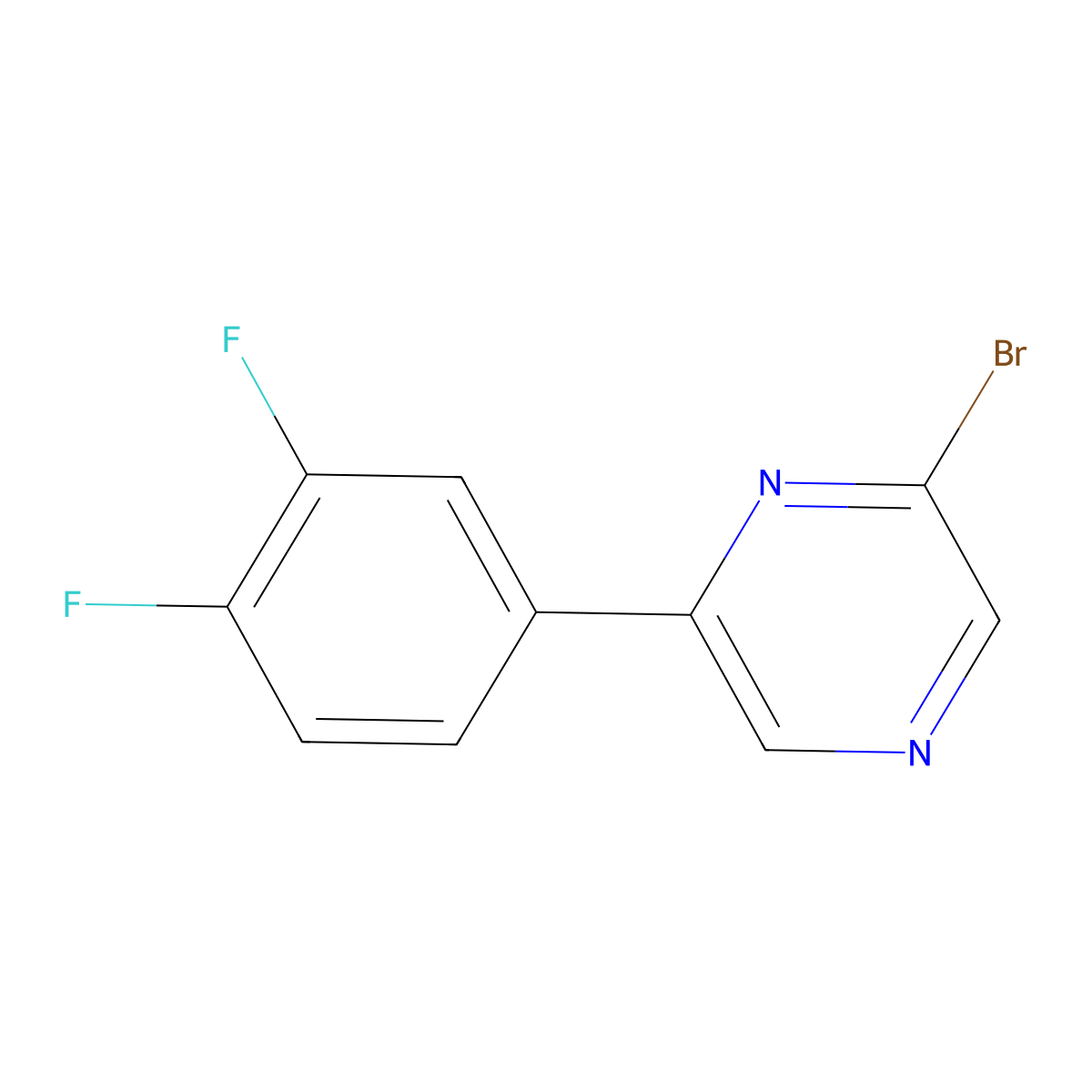 2-Bromo-6-(3,4-difluorophenyl)pyrazine molecular structure, CAS 1142196-82-4