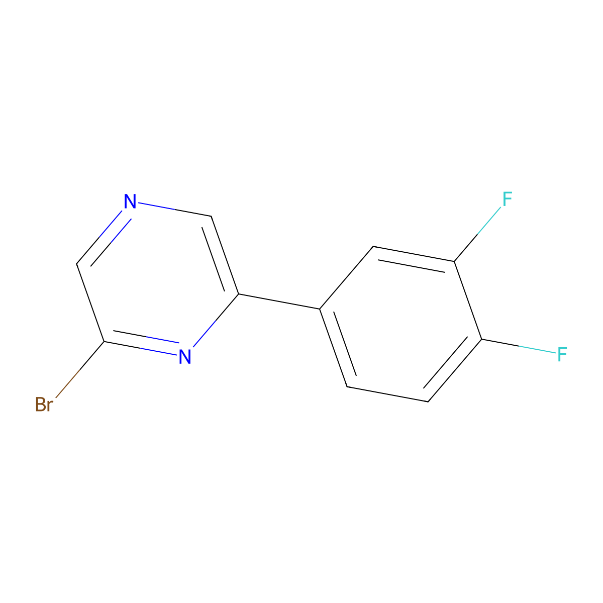 2-Bromo-6-(3,4-difluorophenyl)pyrazine molecular structure, CAS 1142196-82-4
