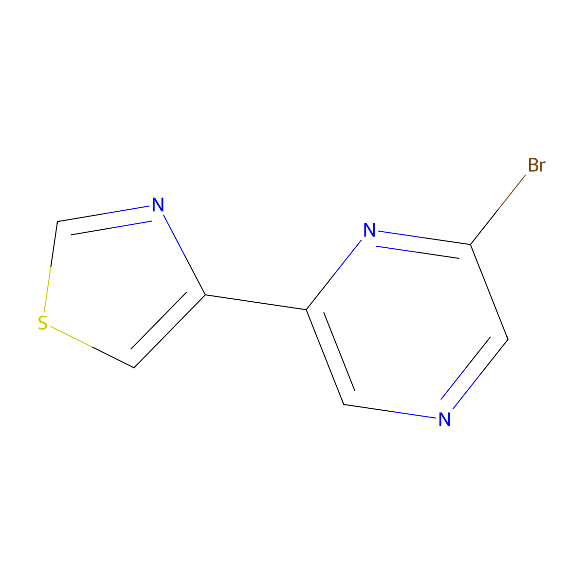 2-Bromo-6-(4-thiazolyl)pyrazine molecular structure, CAS 1142196-88-0