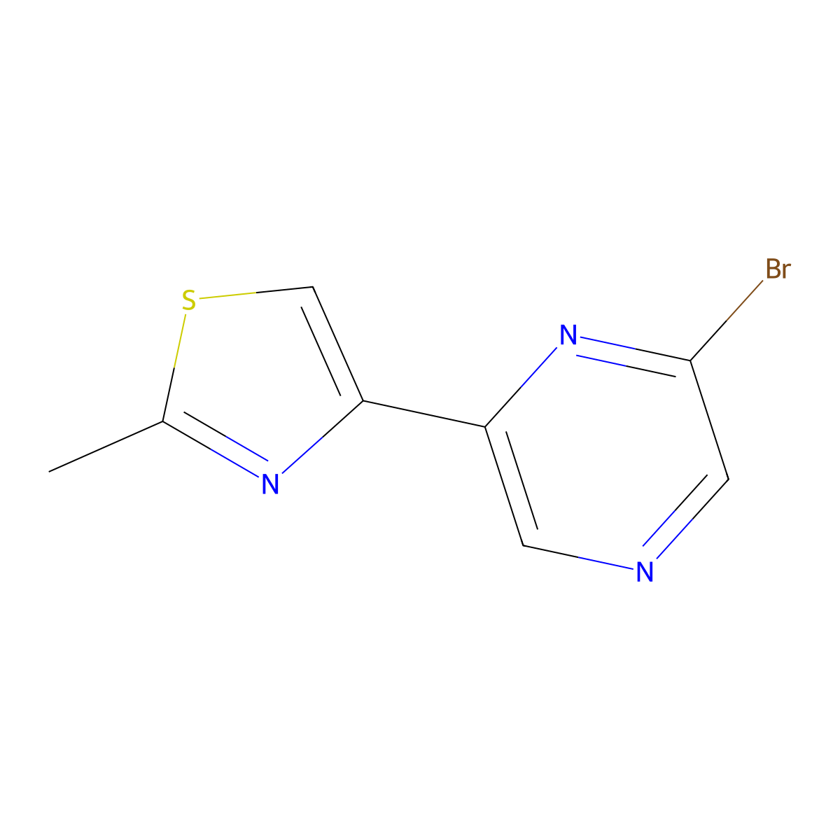 2-Bromo-6-(2-methyl-4-thiazolyl)pyrazine molecular structure, CAS 1142196-90-4