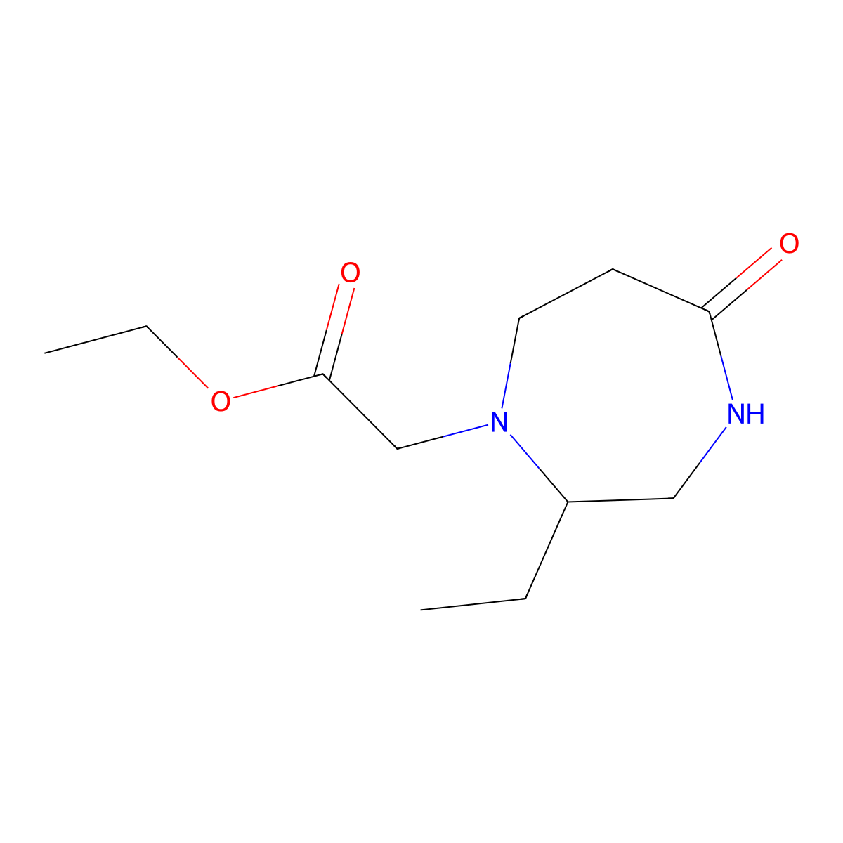 Ethyl (2-ethyl-5-oxo-1,4-diazepan-1-yl)acetate molecular structure, CAS 1142198-02-4