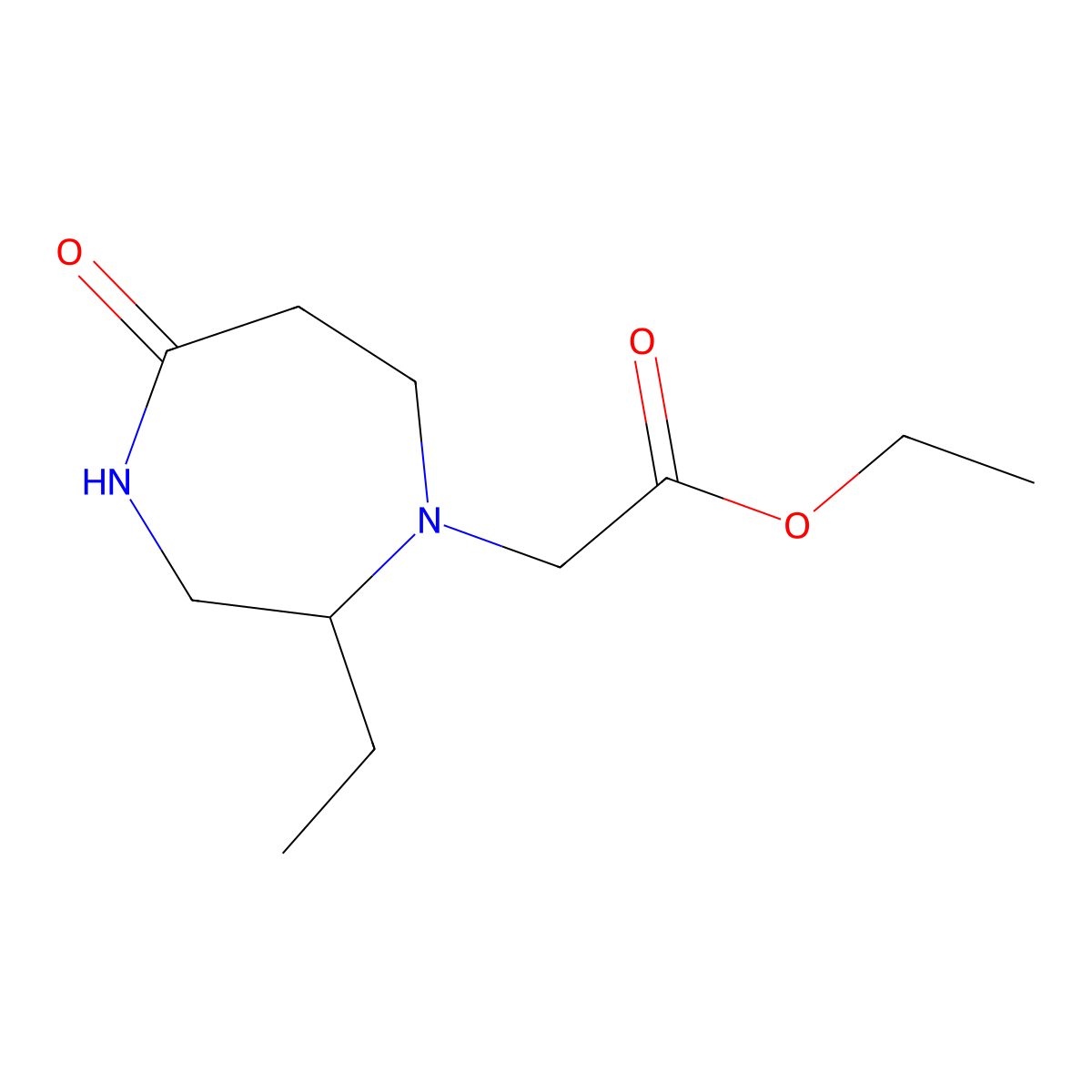 Ethyl (2-ethyl-5-oxo-1,4-diazepan-1-yl)acetate molecular structure, CAS 1142198-02-4