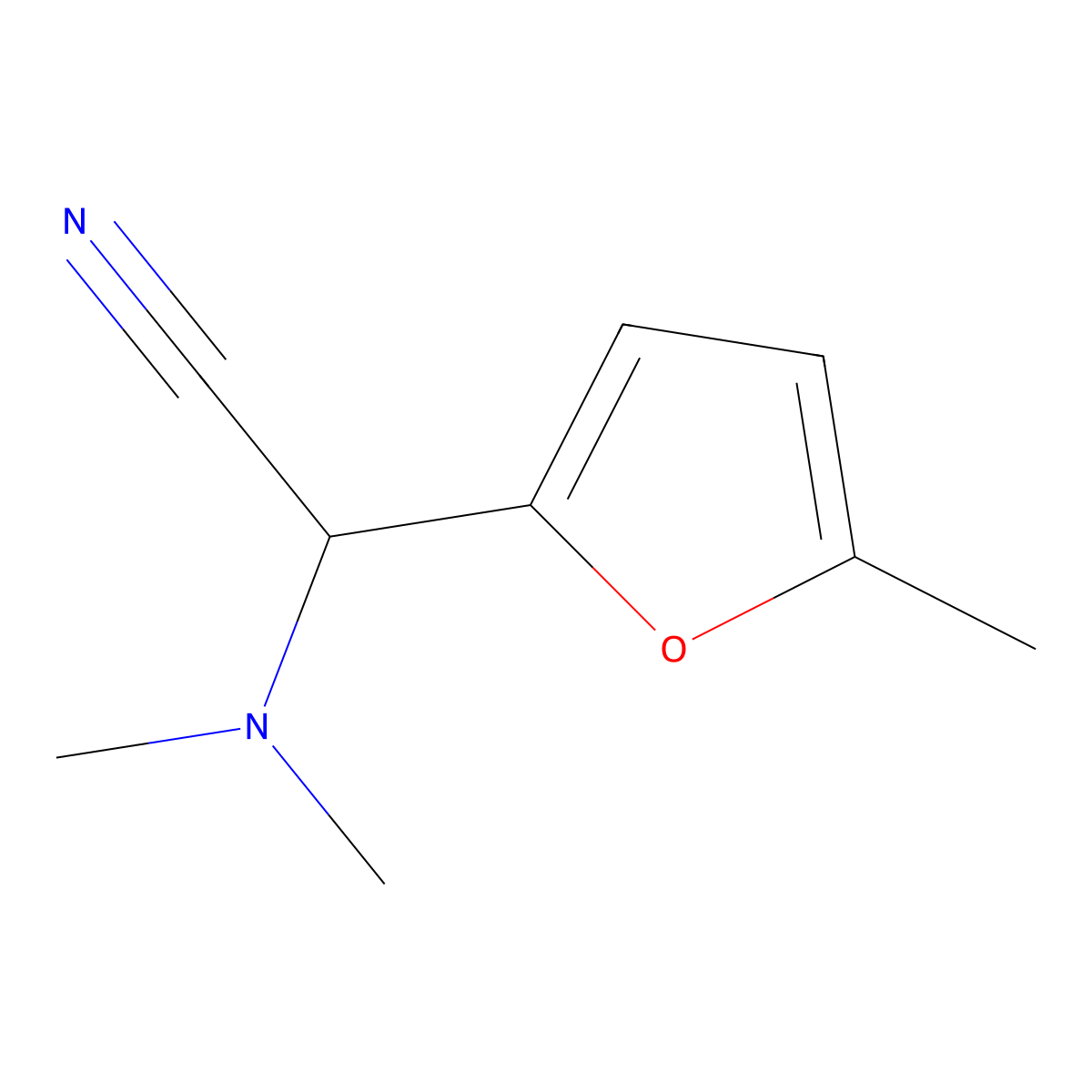 (Dimethylamino)(5-methyl-2-furyl)acetonitrile molecular structure, CAS 1142198-06-8