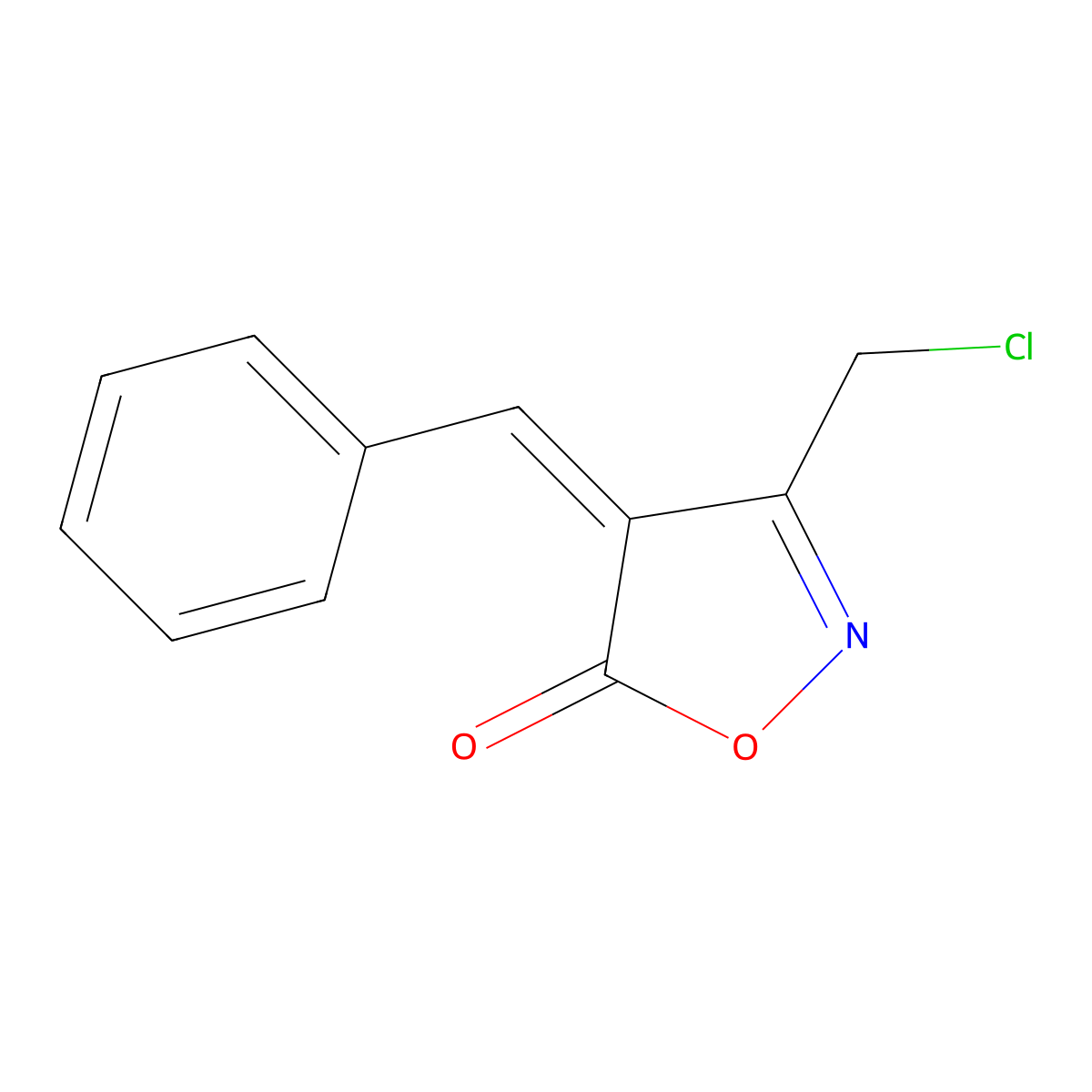 4-Benzylidene-3-(chloromethyl)-1,2-oxazol-5-one molecular structure, CAS 1142198-85-3
