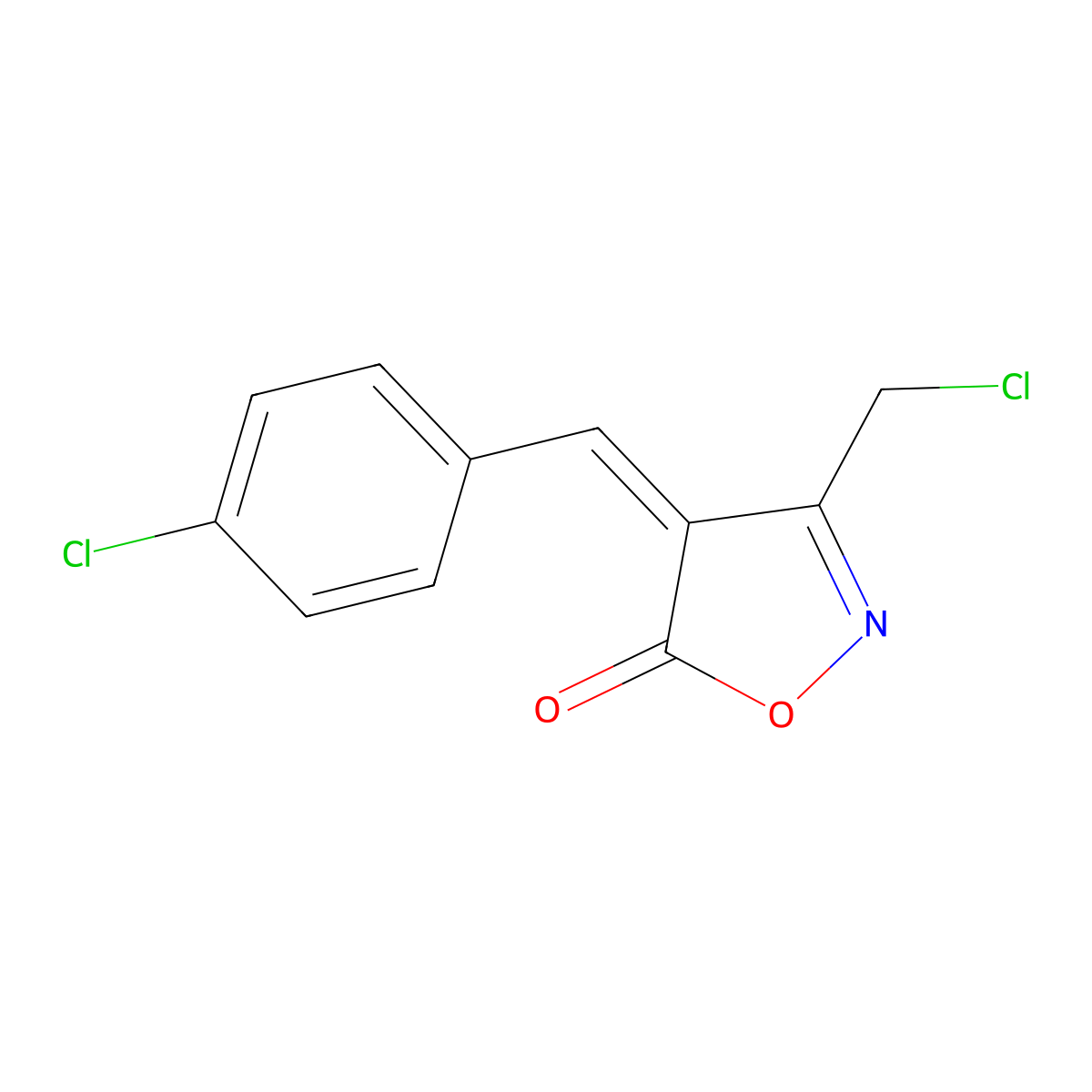(4E)-4-(4-Chlorobenzylidene)-3-(chloromethyl)-isoxazol-5(4H)-one molecular structure, CAS 1142198-93-3
