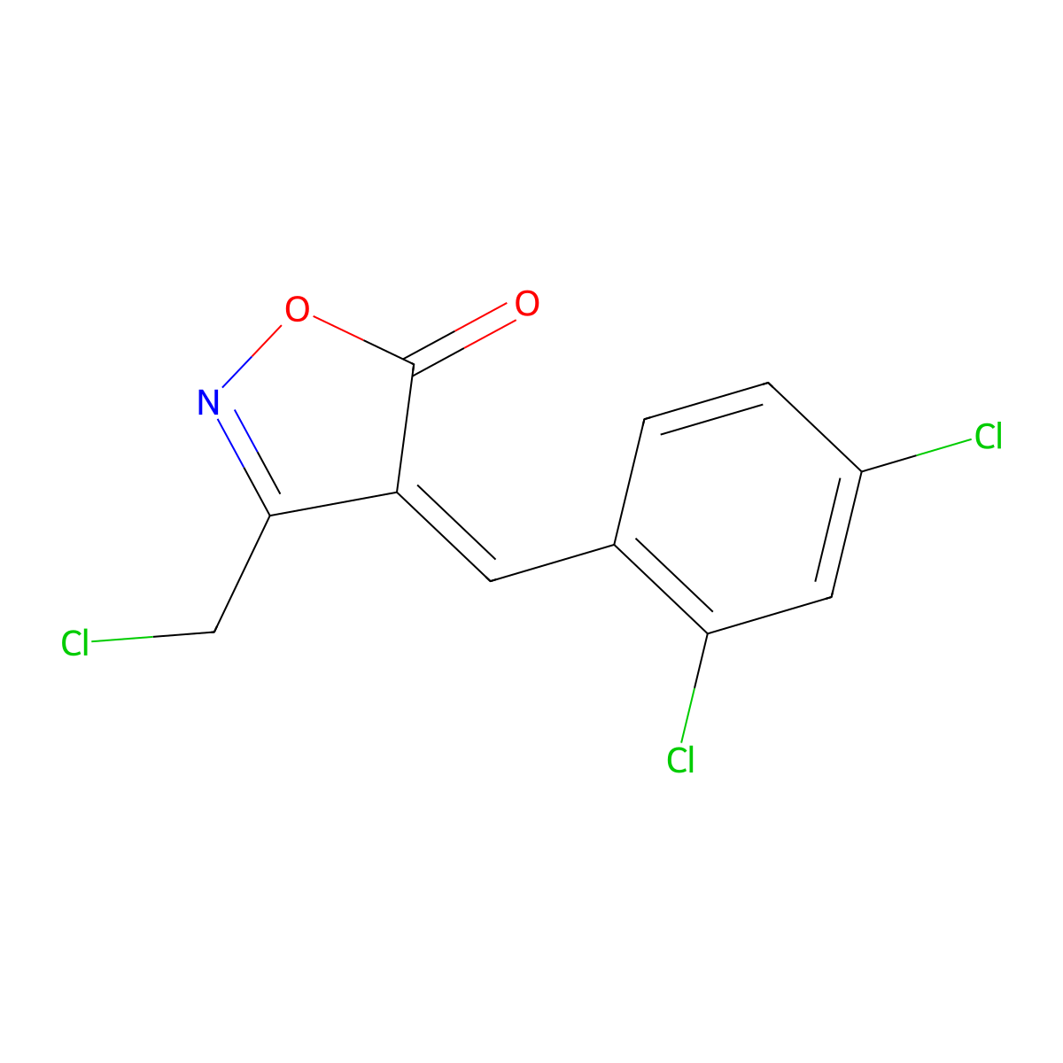 (4E)-3-(Chloromethyl)-4-(2,4-dichlorobenzylidene)-isoxazol-5(4H)-one molecular structure, CAS 1142199-00-5