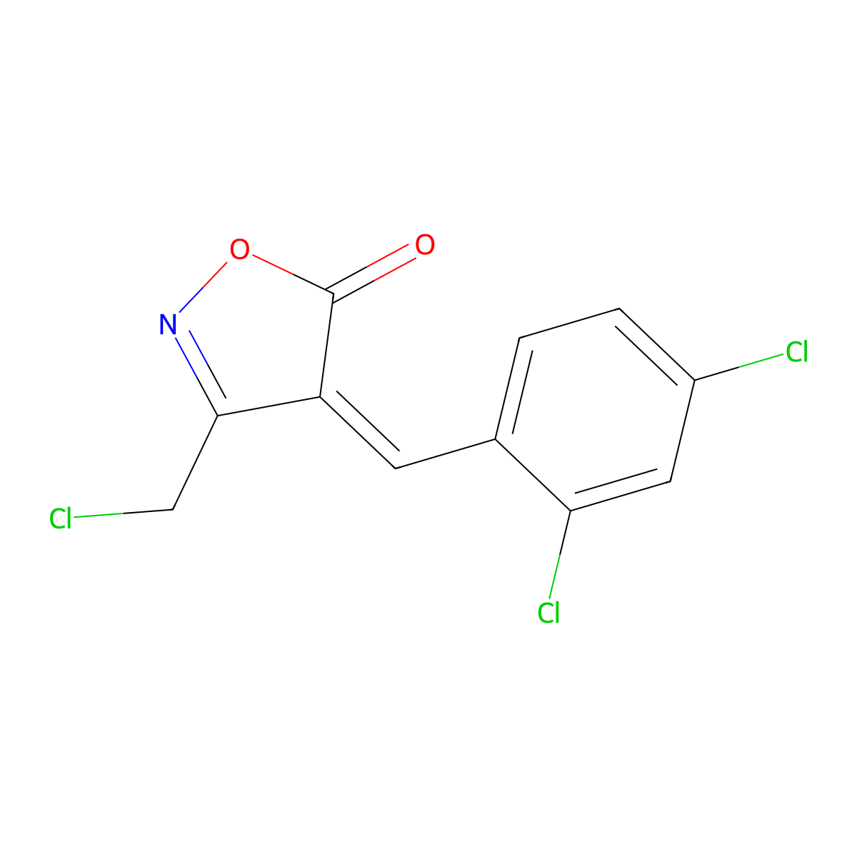 (4E)-3-(Chloromethyl)-4-(2,4-dichlorobenzylidene)-isoxazol-5(4H)-one molecular structure, CAS 1142199-00-5