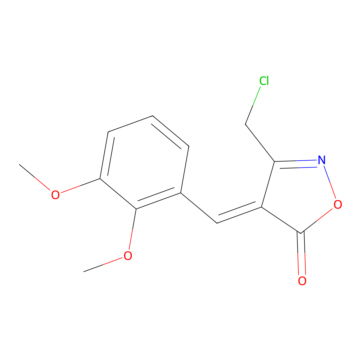 (4E)-3-(chloromethyl)-4-(2,3-dimethoxybenzylidene)isoxazol-5(4H)-one molecular structure, CAS 1142199-02-7